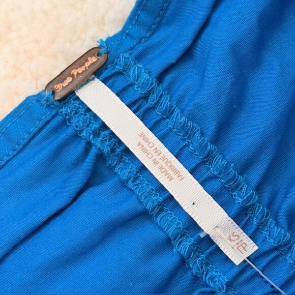 NWT $128 Free People Womens XS Bali Babe Blue Halter Bodycon Smocked Sexy Dress - Picture 8 of 13